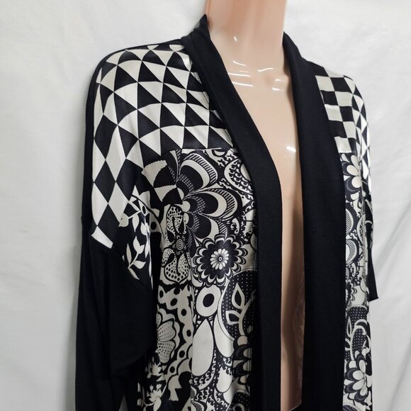 Harari Open Front Jacket Women Size M Black/White - Picture 2 of 13